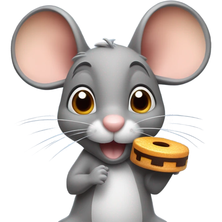 Cute mouse holding a jaffa-cake emoji