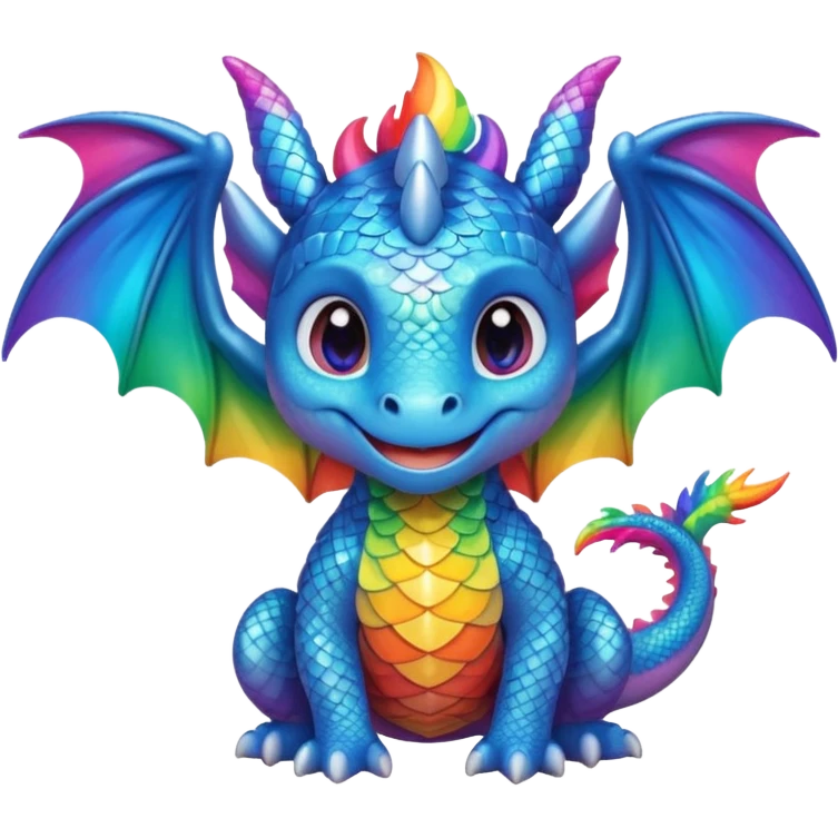 A cute little dragon  rainbow cute eyes wings emoji