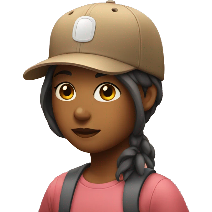 Girl with cap standing in sunset emoji