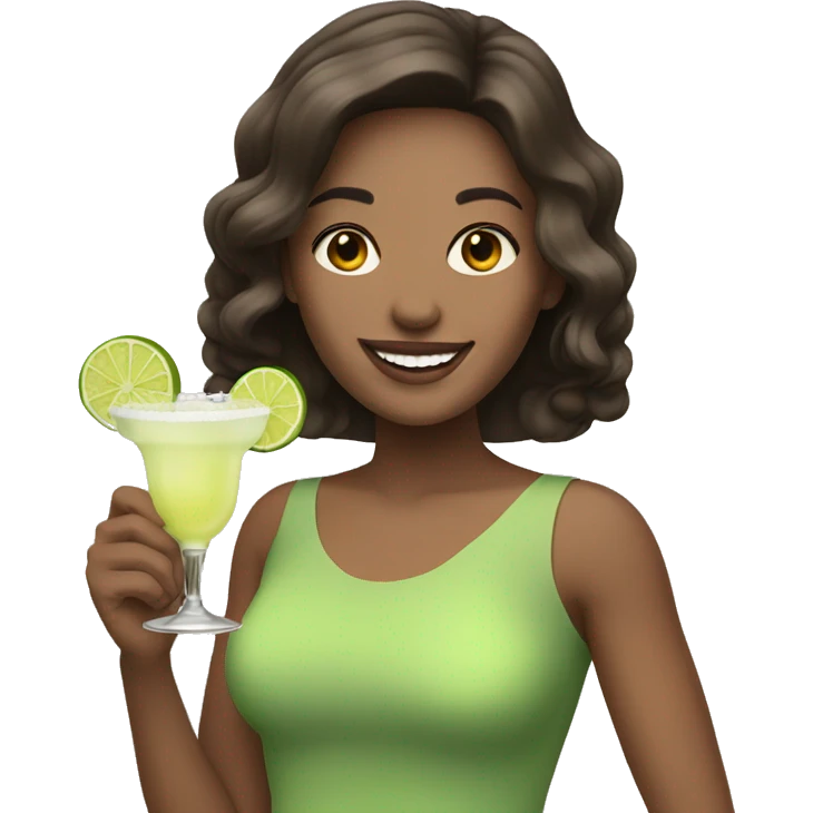 Pale brunette holding margarita smiling  emoji