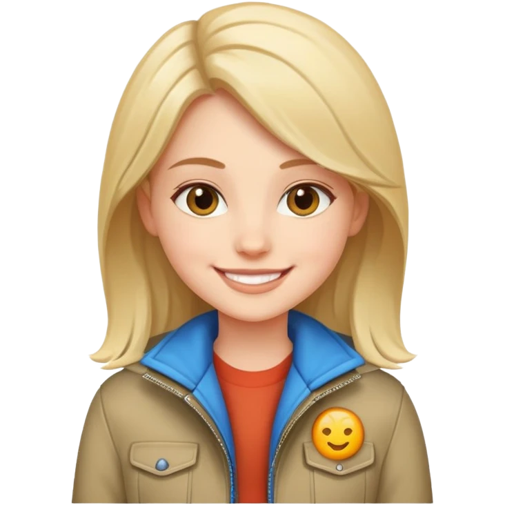 smiling girl in jacket emoji