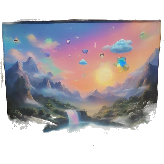 dreamland picture painting holographic in frame  emoji