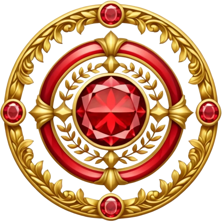 Golden circle crest with red gems emoji