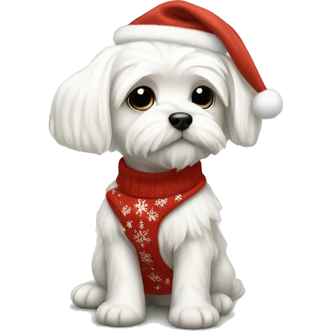 Maltese puppy with christmas clothes emoji