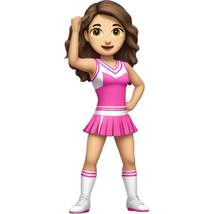Brunette Caucasian cheerleader in pink, full body emoji