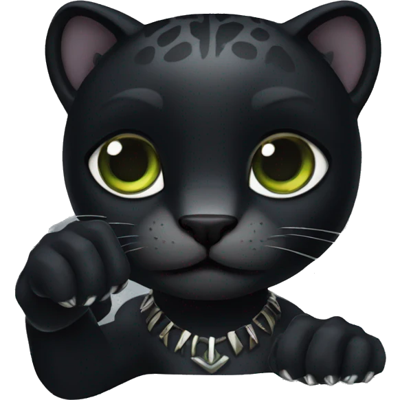 Black panther holding the number 0 in its paws emoji
