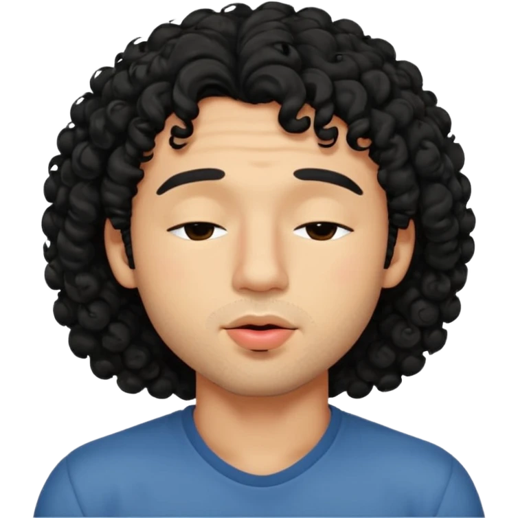 a handsome man with black curly hair tries to kiss emoji