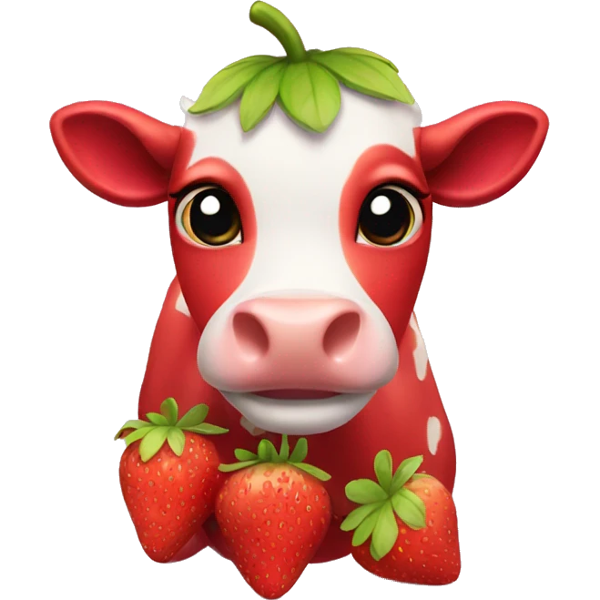 Cute strawberry cow emoji