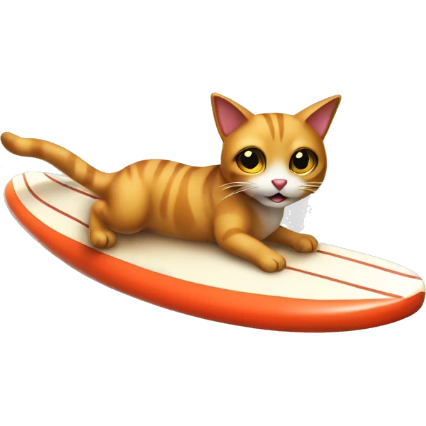 Gato em chamas surfando em uma prancha flamejante  emoji