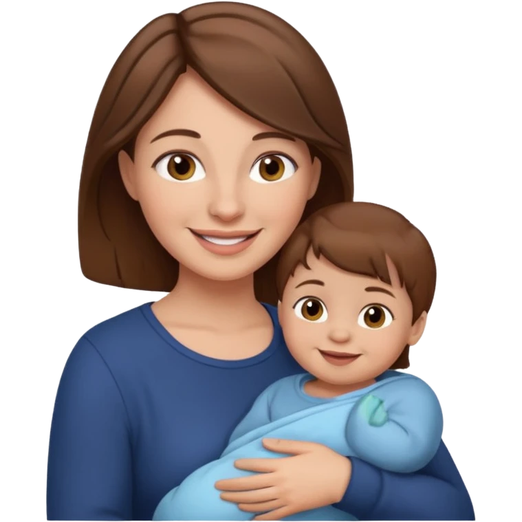 Mother holding 1 infant brown hair fair skin emoji