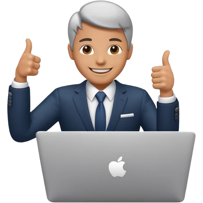 working laptop person suit happy thumbs up emoji