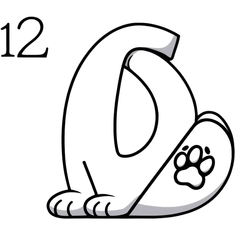 puppy paw print with number 12 inside and a border emoji