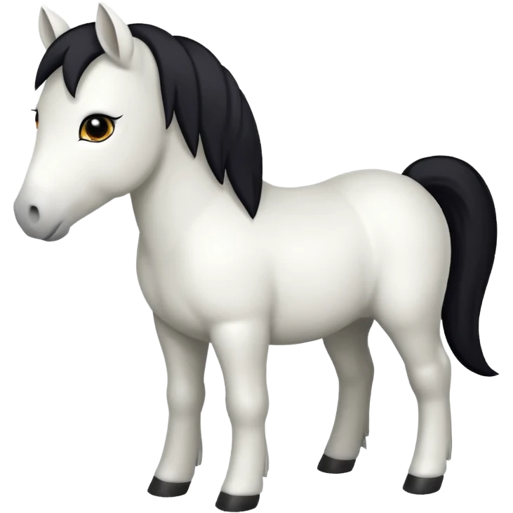 White my little pony on all fours with black hair and brown eyes  emoji