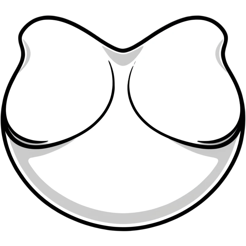 playful cartoon style, abstract and silly representation of boobs, using shapes and colors, non-explicit emoji