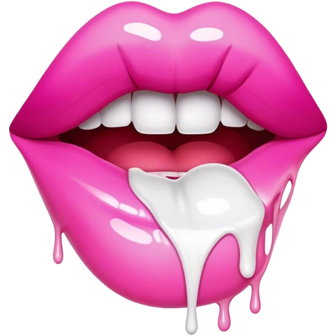Only white paint dripping off Floating pink glossy lip emoji