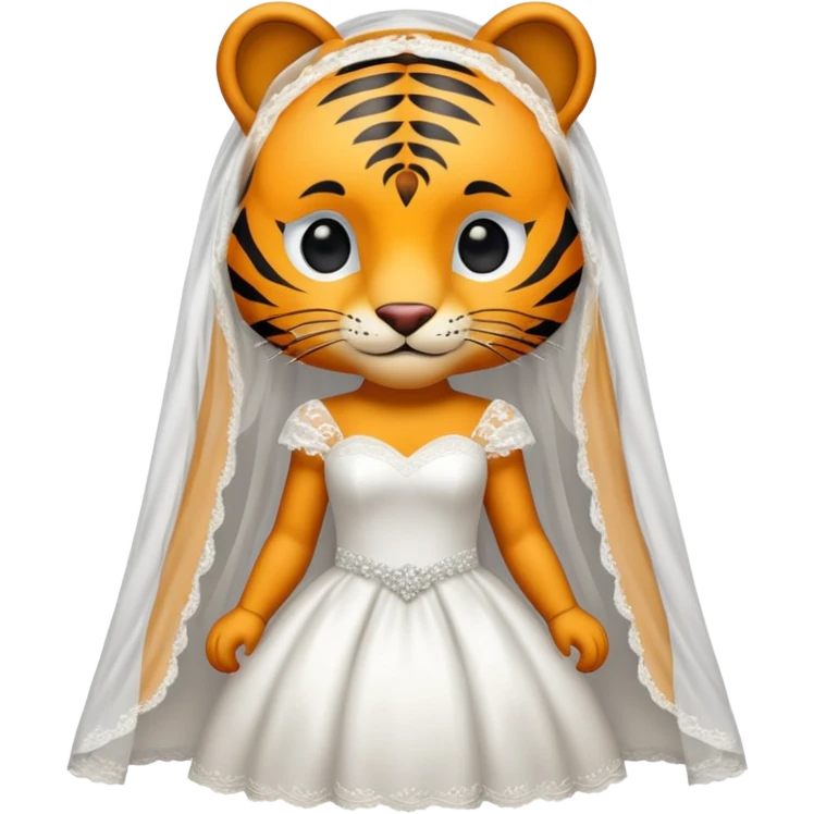 Tiger wearing bridal wear emoji