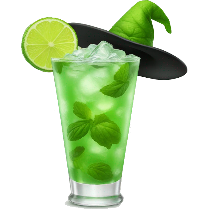 Mojito with witch hat emoji