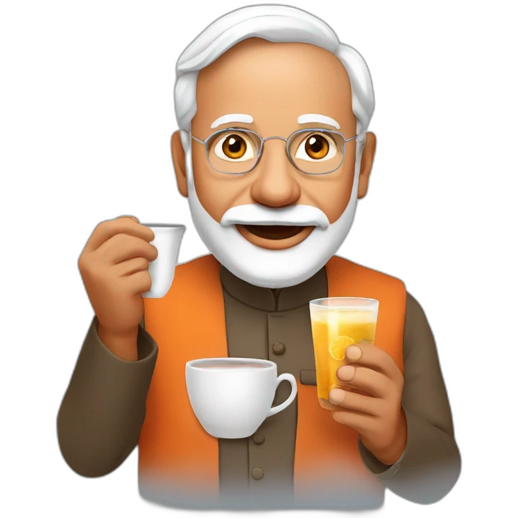 Narendra Modi holding tea glass emoji