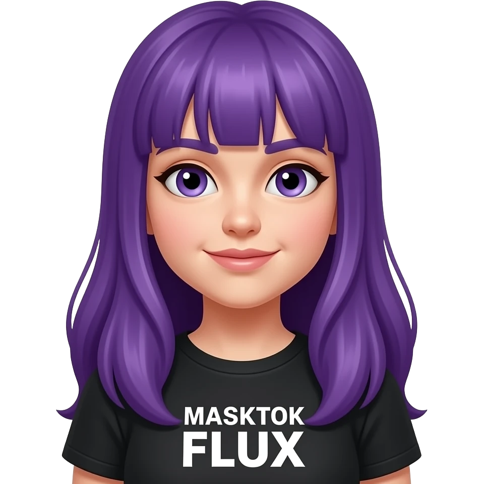 girl with long purple hair with a MASKTOK FLUX sign emoji