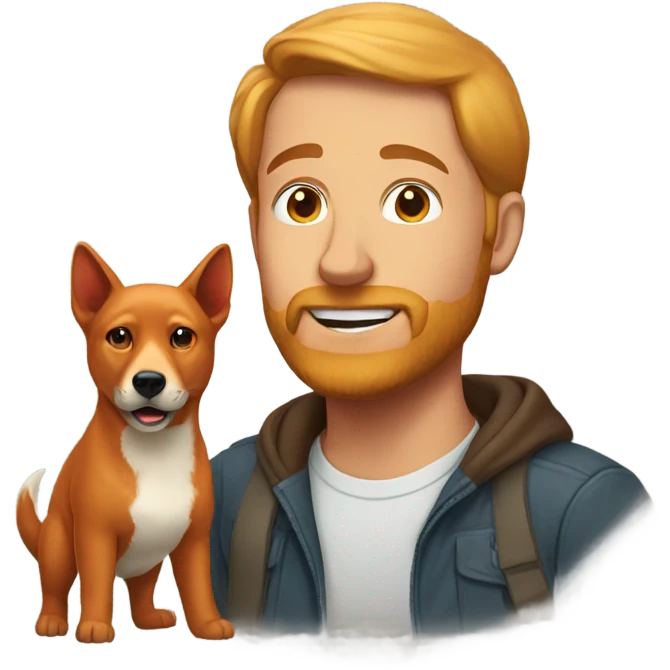  man and fox red labrador  emoji