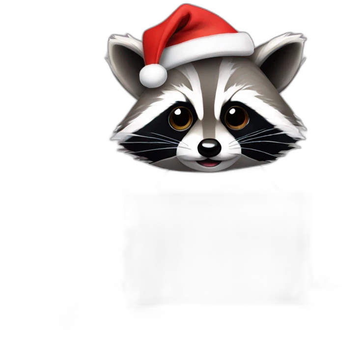 raccoon with a christmas hat behind a laptop emoji