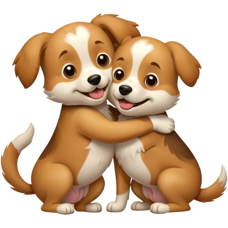 Excited, dog hugging another dog emoji