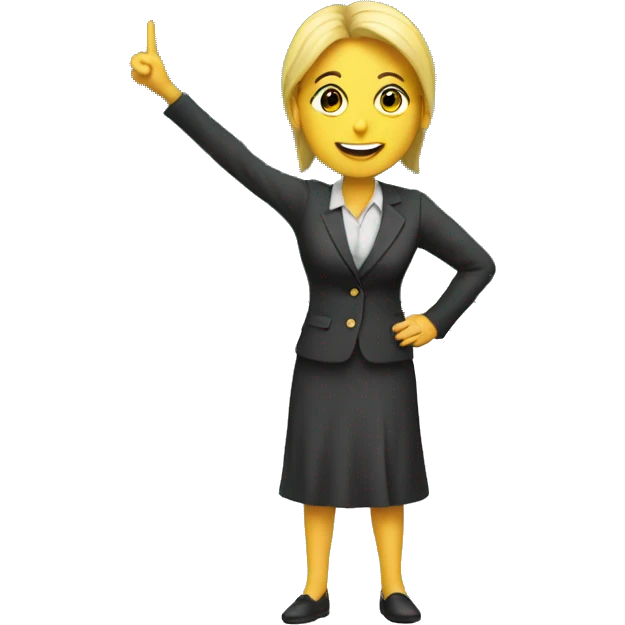 A teacher in front of a greenboard teaching emoji