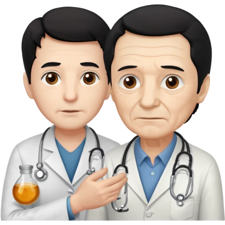 doctor black hair attending to a old man  emoji