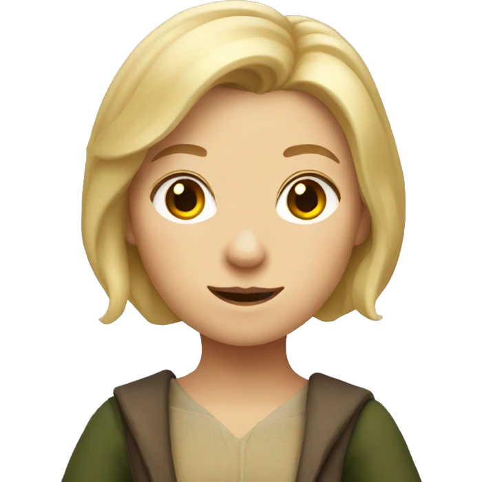 full body emoji of female hobbit with short blonde hair emoji