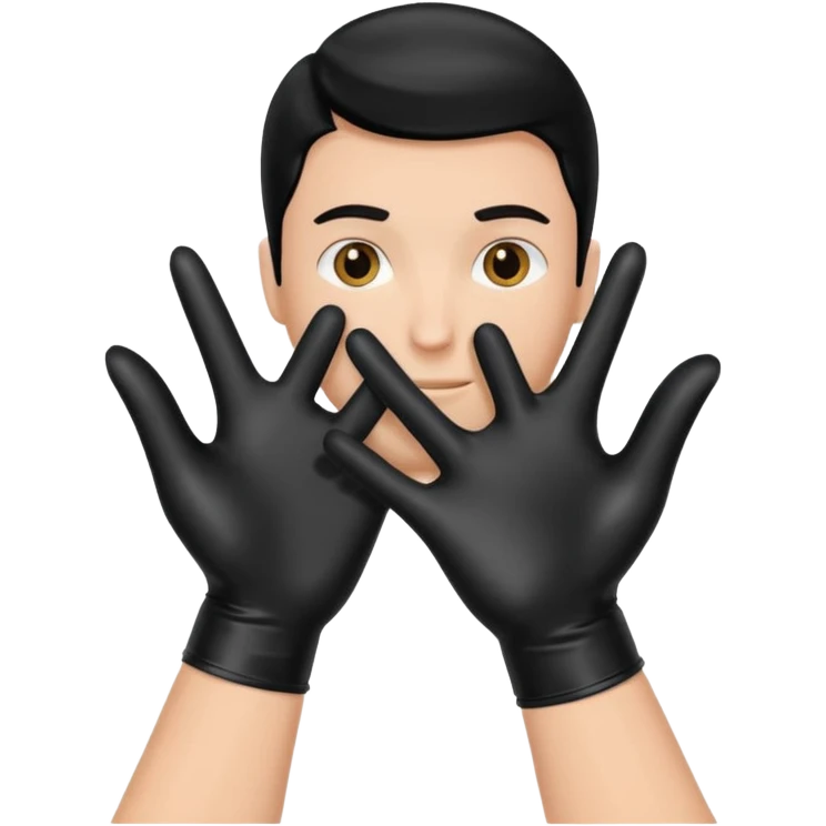 shiny black latex gloves on male hands emoji