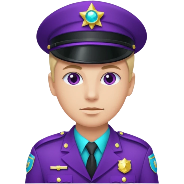 glitter purple and cian pin officer emoji