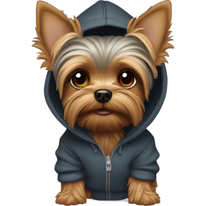 Yorkie wearing a hoodie emoji