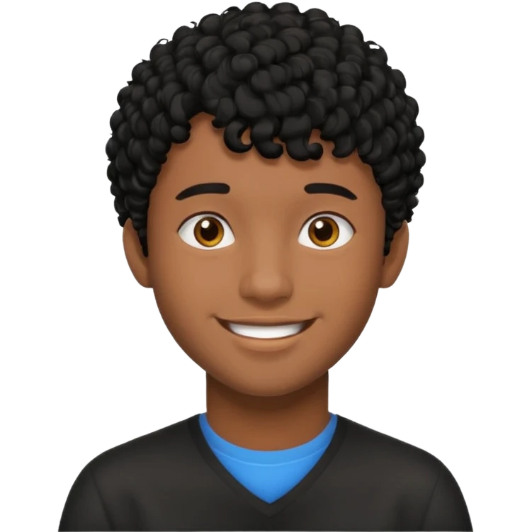 Young man with black curly hair fringe Haircut and dark skin emoji