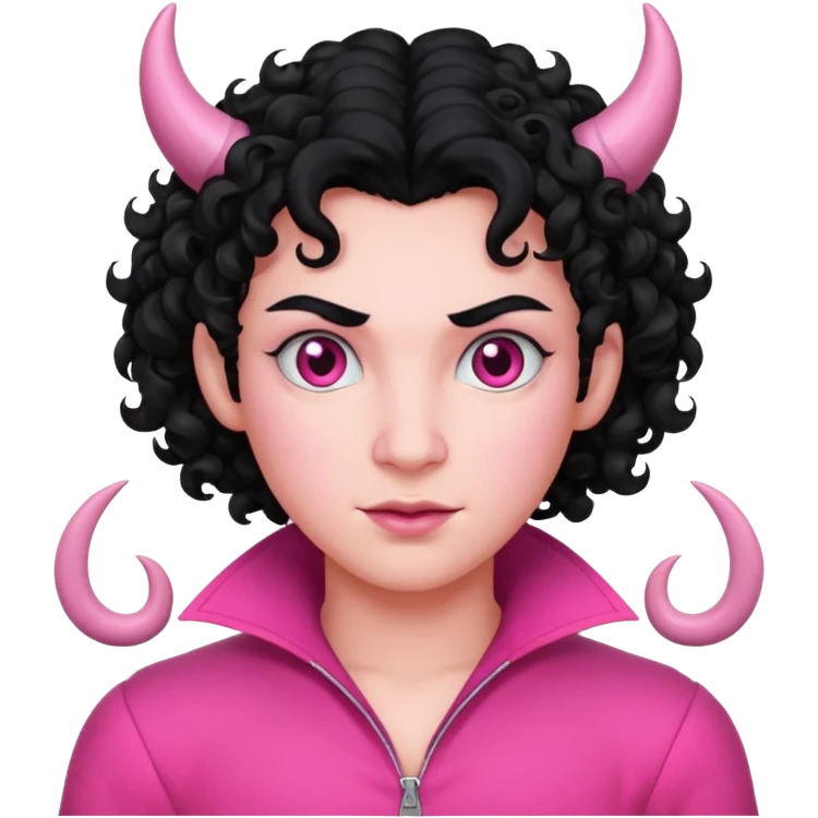 devil curly hair black in pink outfit emoji