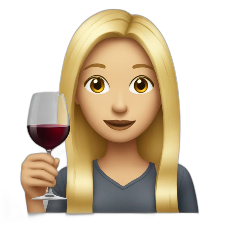 blonde girl with wine emoji