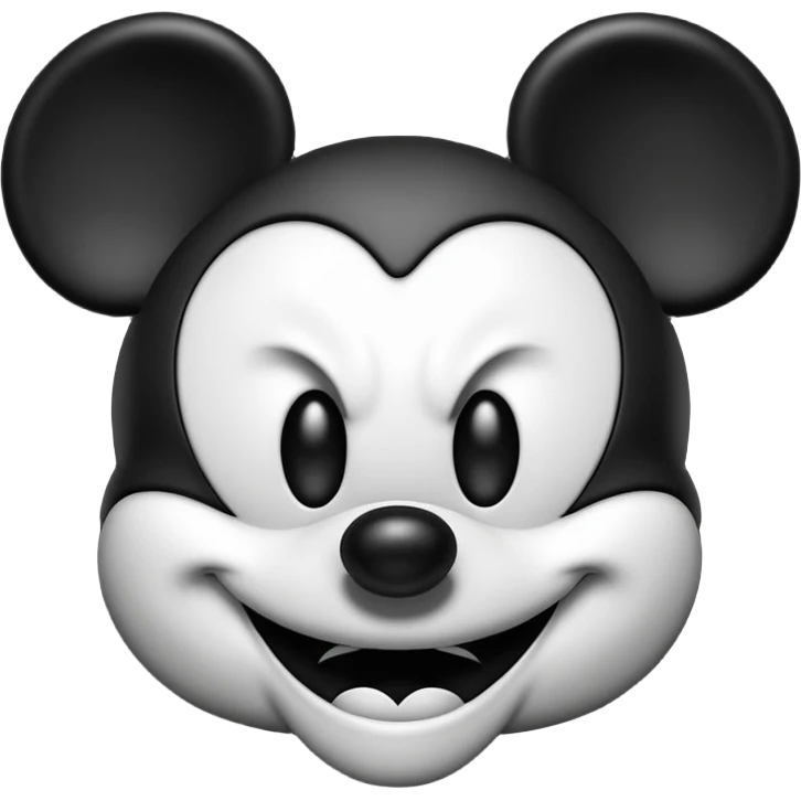 Evil mickey mouse he looks angry and comes Bloom from the eyes. White-black emoji