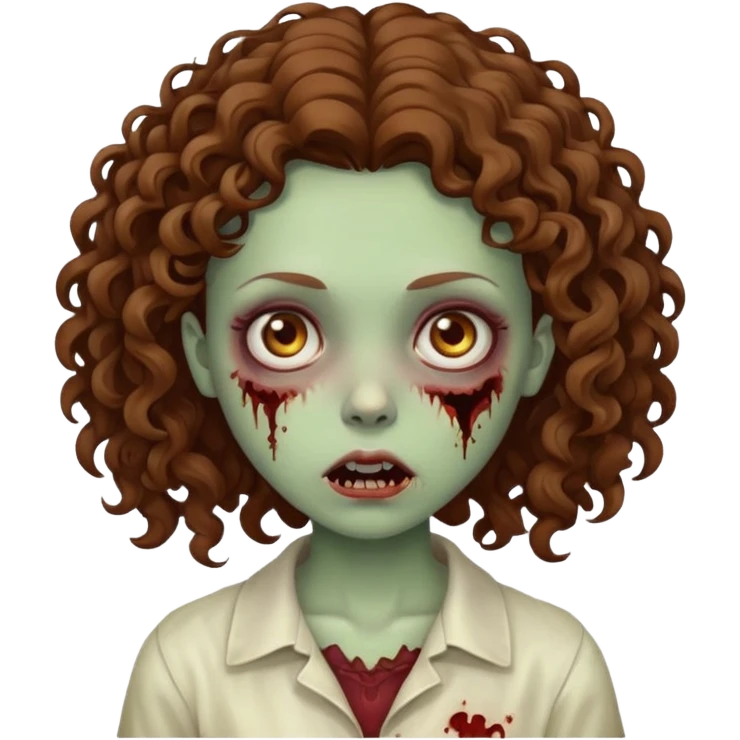 girl zombie with curly brown hair emoji
