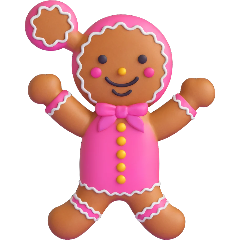 pink gingerbread man emoji