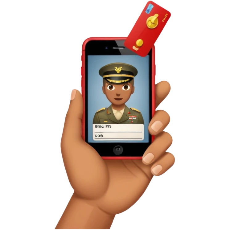военный билет в руке крассный без человека, просто рука и в ней билет  emoji