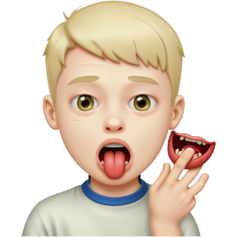Boy choking himself with x eyes and tongue Out emoji