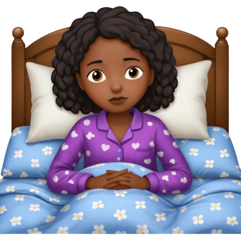 black girl tired in bed emoji