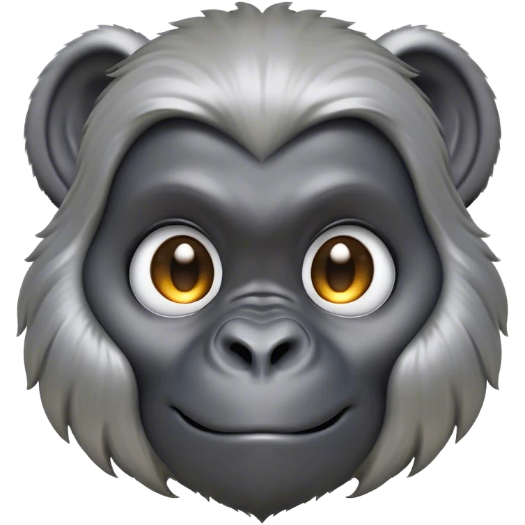 Cinematic Cute mountain Gorilla Portrait Emoji, Head tilted playfully and inquisitively, with a robust build accented by a striking silver mane and round, sparkling eyes full of gentle charm, Simplified yet irresistibly adorable features, highly detailed, glowing with a warm, friendly jungle glow, high shine, affectionate and lively, stylized with a touch of endearing primate whimsy, soft glowing outline, capturing the essence of a mischievous yet loving mountain that feels like it could lumber out of the screen into your arms! emoji