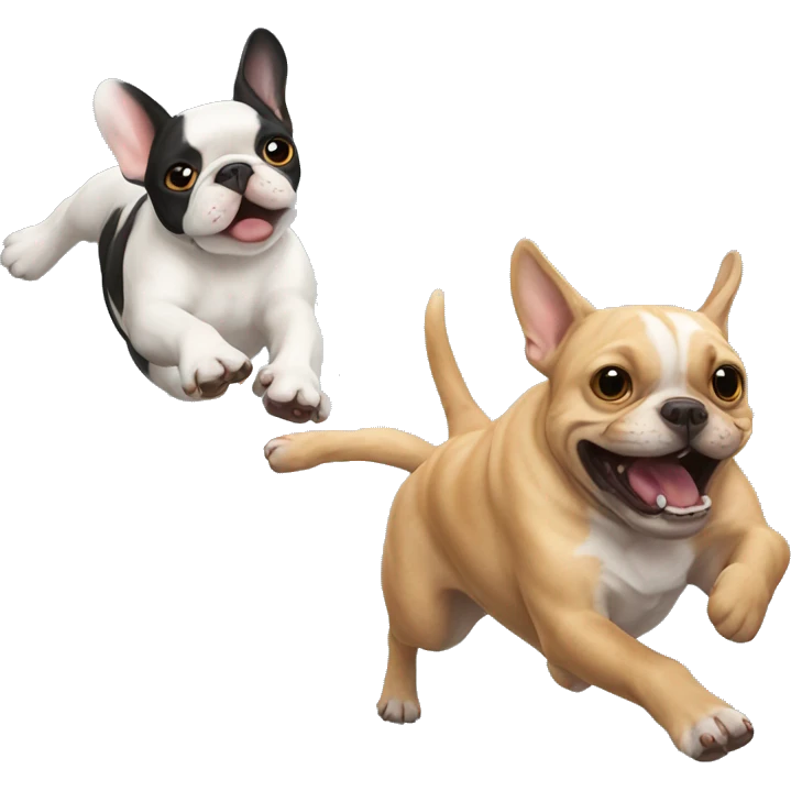 french bulldog chasing cat emoji
