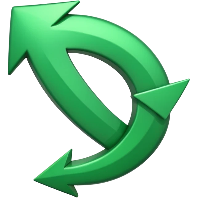 iOS-style 3D emoji: a glossy green arrow curving upward emoji