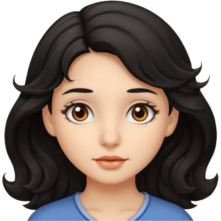 Дівчина з карими очима, чорним волоссям хвилястим emoji