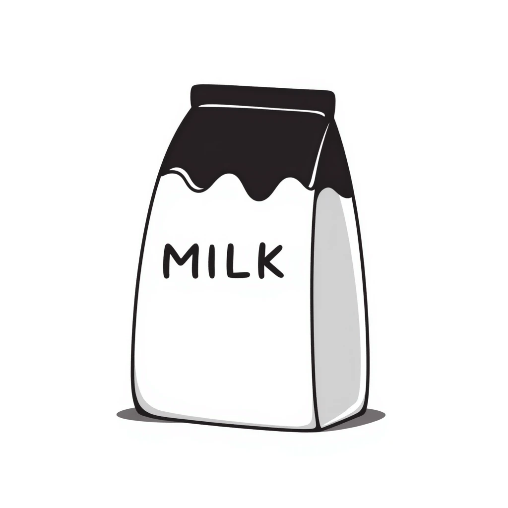hand-drawn doodle of a milk carton emoji