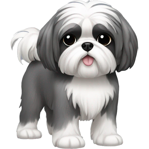 shih-tzu drak gray full body emoji