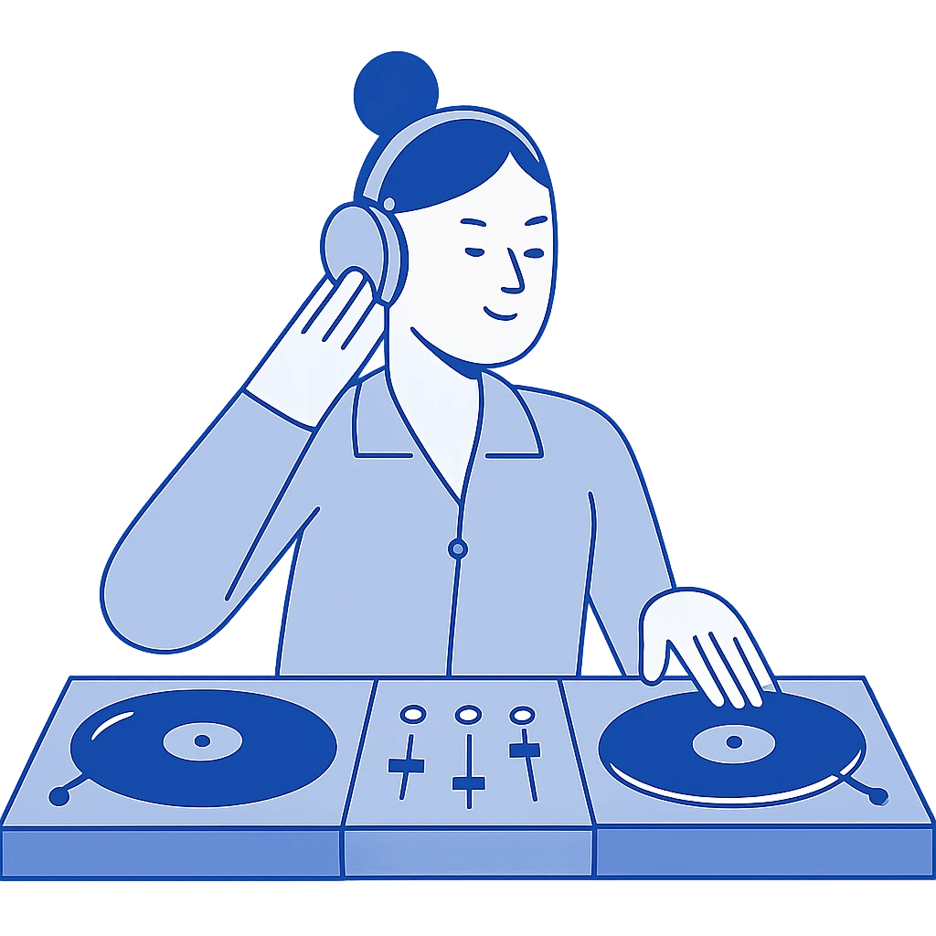 girl playing DJ set emoji
