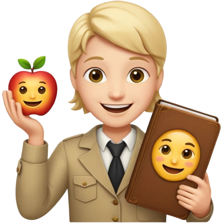 excited proframer holding code book, apple style emoji emoji