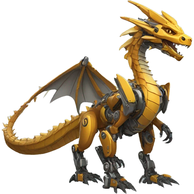 Mechanical futuristic Dragon full body emoji